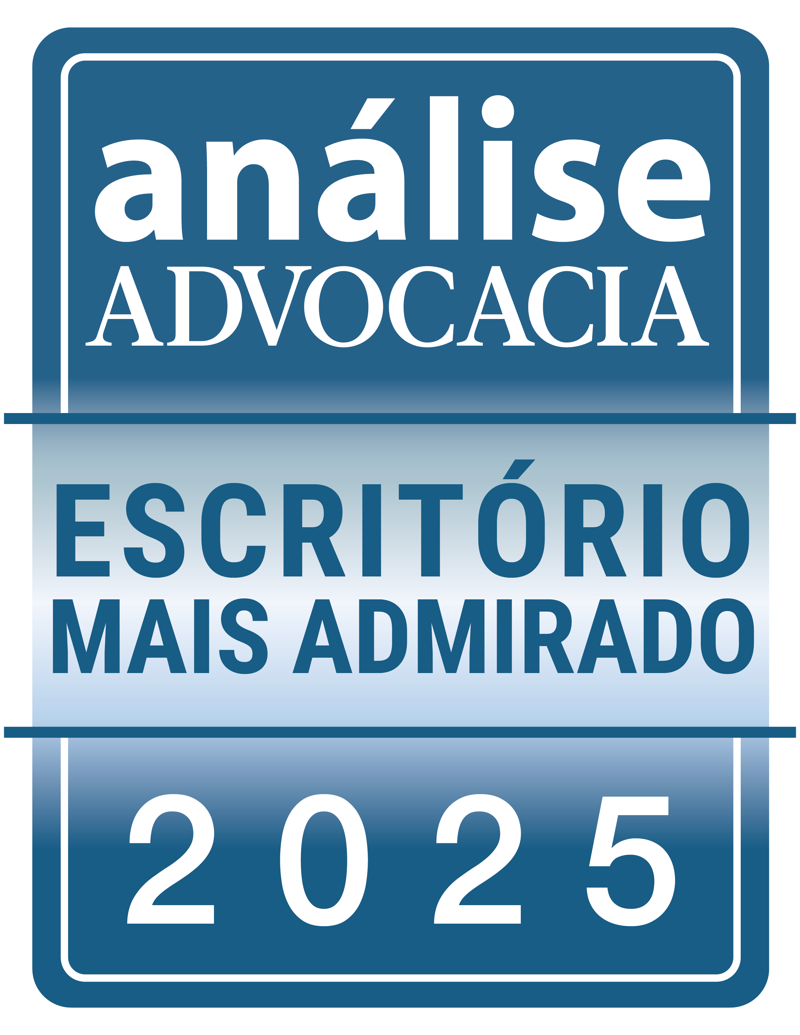 Selo Análise Advocacia — Escritório Mais Admirado 2025